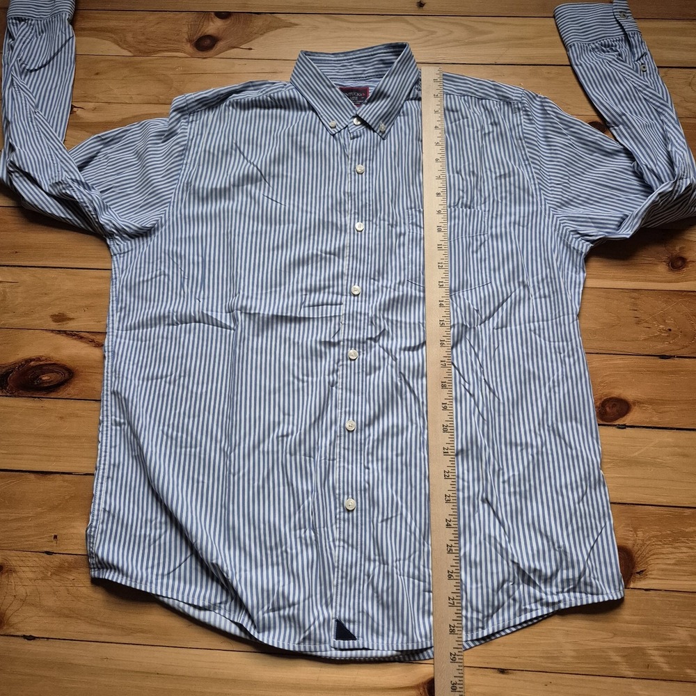 Untuckit Performance Shirt Mens Large Button Up Nylon Blue Stripe Preppy School - Picture 6 of 8